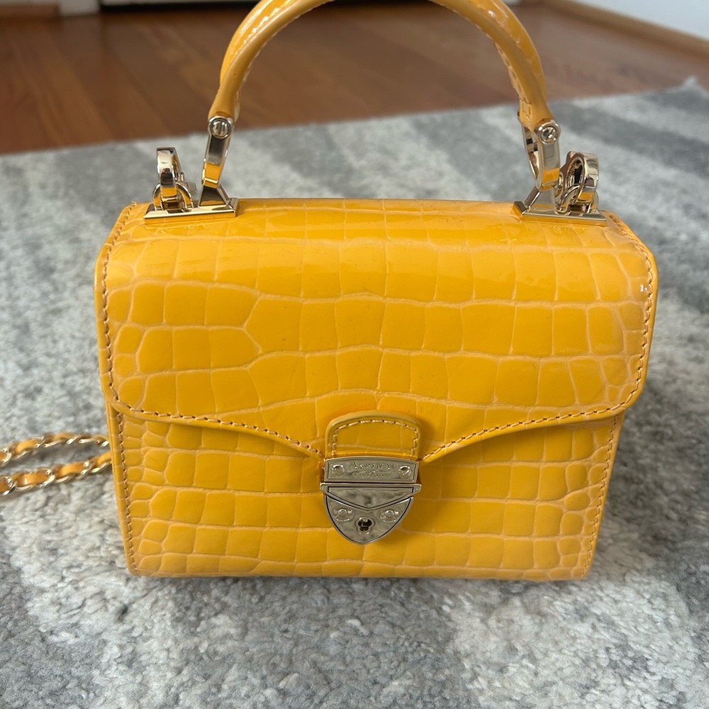 Aspinal of London Yellow Croc-Embossed Handbag